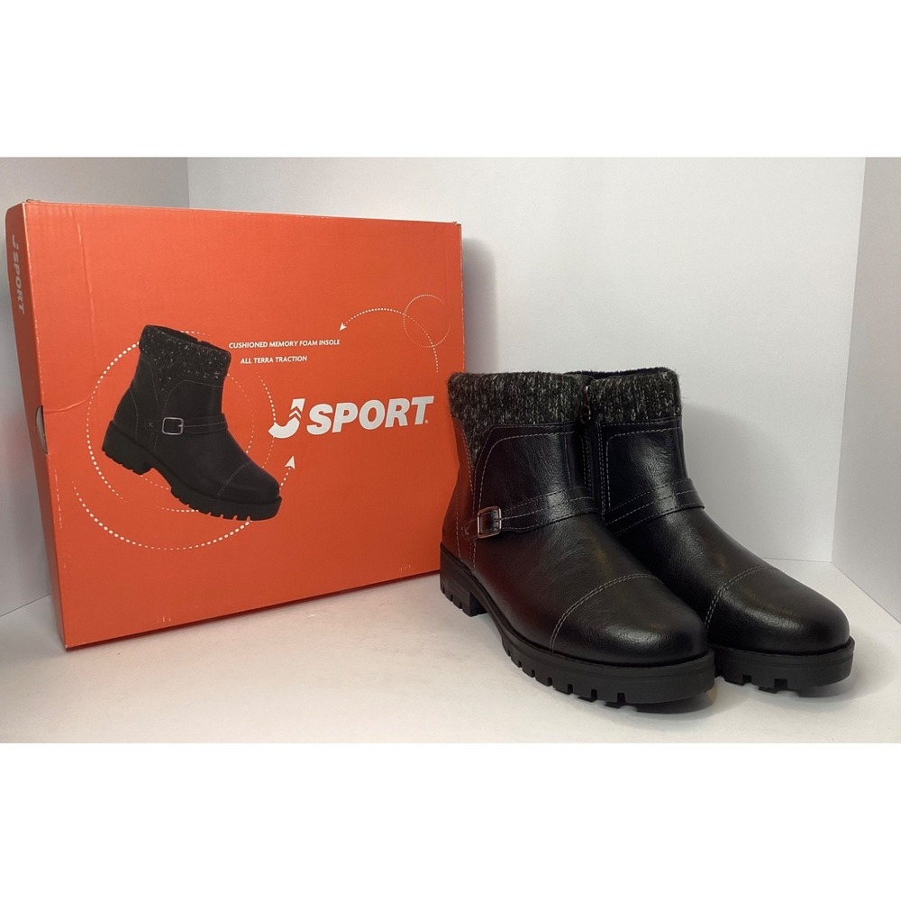 JSport Violet Knit Cuff Memory Foam Boot Women's Size 9 Black NIB - Picture 3 of 6
